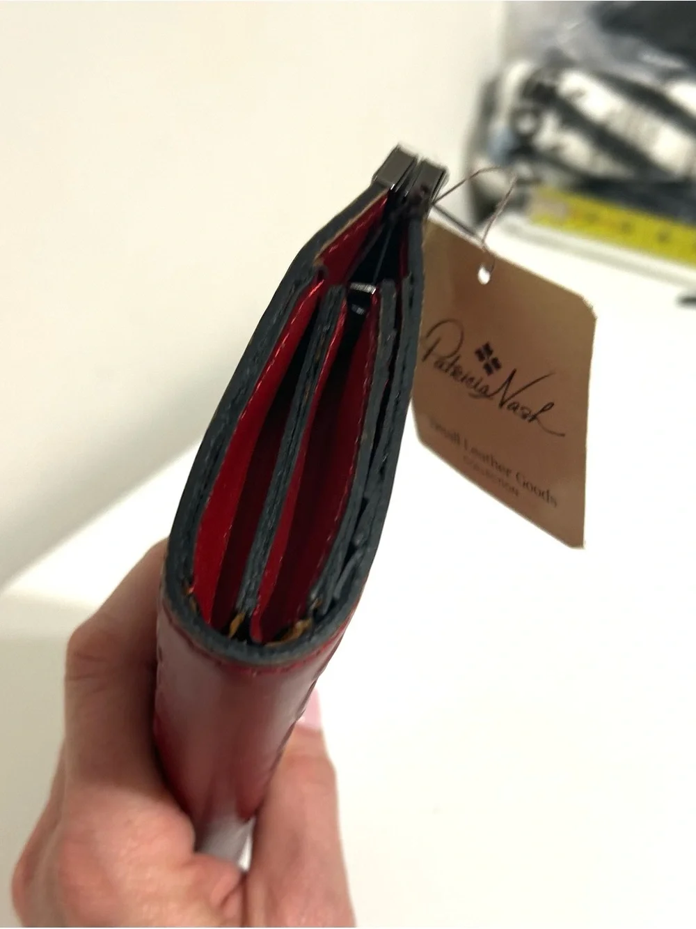 NWT Authentic PATRICIA NASH Cauchy Tooled Leather Wallet, Red Lava Floral - Picture 5 of 11